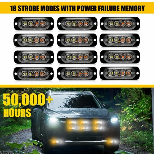 12pcs amber white 4led car - 12pcs,