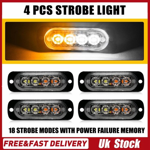 4pcs 4led amber - 4pcs, white