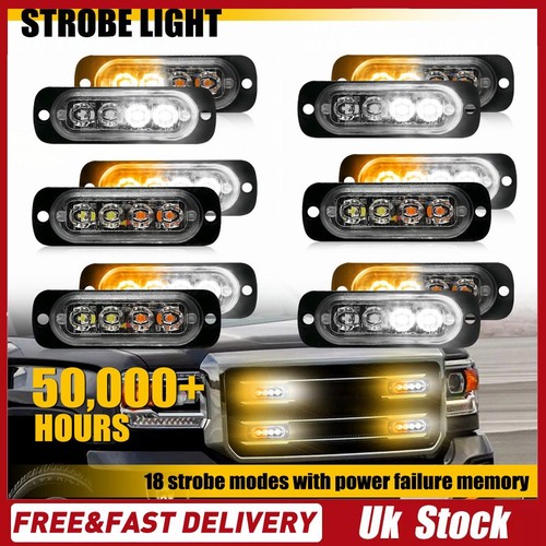 12x amber white warning - white,