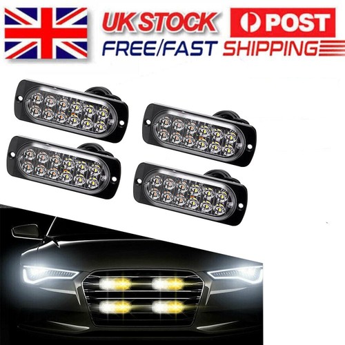 Led amber white warning - 4x, 12-led
